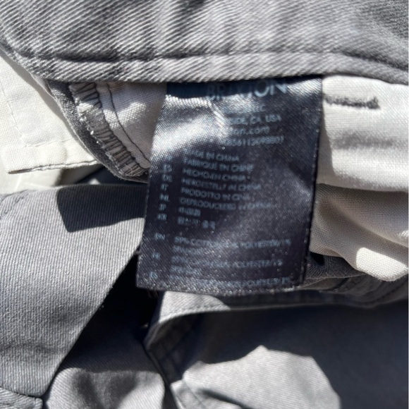 Men's Brixton Pants Gray Solid Reverse 32x32 Flat Front Skate Chino Casual Work - Picture 7 of 15